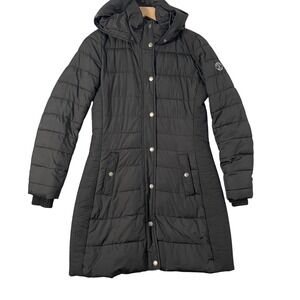 Abercrombie Fitch Puffer Jacket Women Small Black Water Resistant Parka Outdoor
